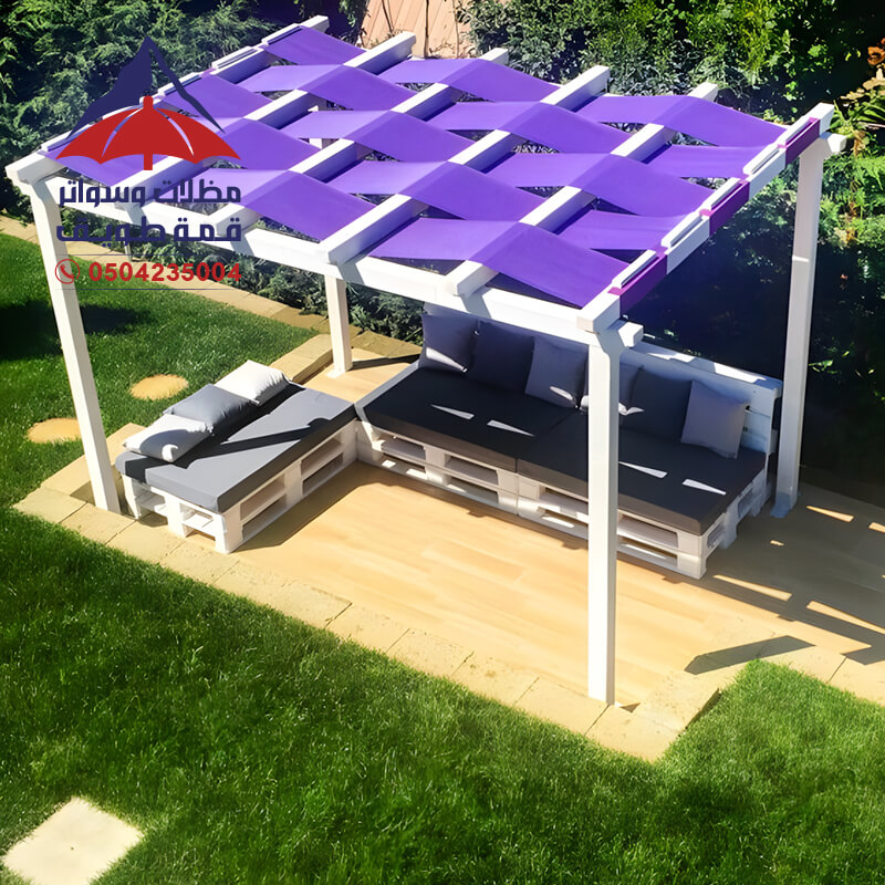 تركيب مظلات مجدول قماش بالرياض من مظلات وسواتر قمة طويق