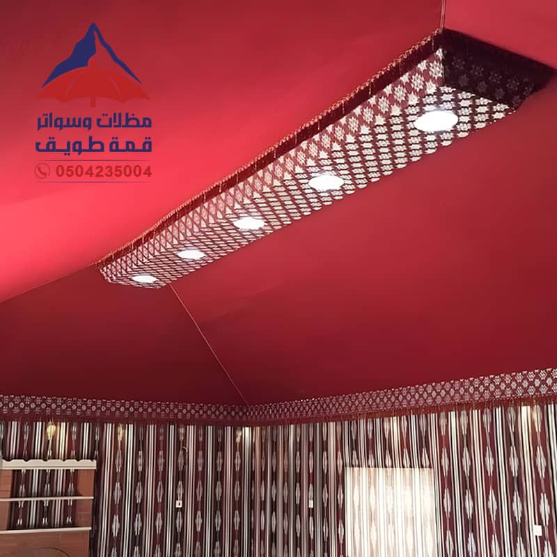 صيانة بيت شعر وتجديد القماش من مظلات وسواتر قمة طويق